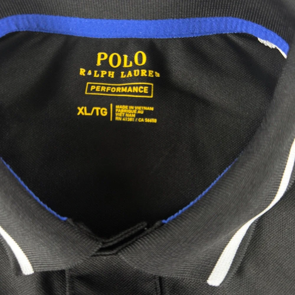 Polo Ralph Lauren Performance Mens XL Black White Colorblock Golf Polo Shirt